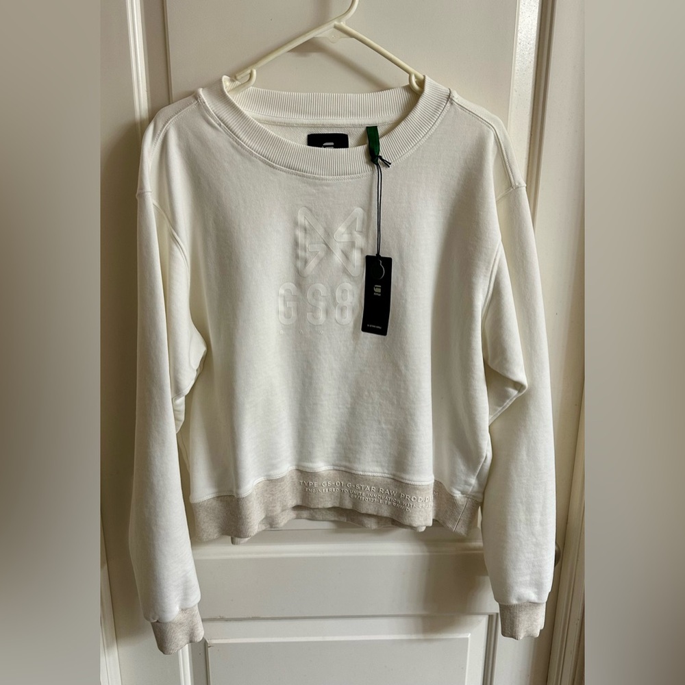 NWT G-Star Raw GS-01 Relaxed Crewneck Sweater - Cream/Beige - Size L
